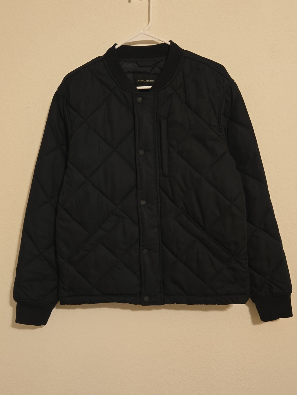 Banana Republic Quilted Bomber Jacket - Black - Small